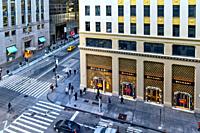 New York City, Manhattan, Midtown. Looking Down at the Intersection of Fifth Avenue and West 57th Street.