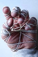 hand tied with a cord