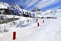 Flags of Companies, Business, Haute Savoie, Trois Vallees, Three Valleys, Ski Resort, France, Europe