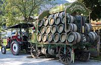 The beer tractor at Fiakerwirt, Filzmoos, Austria, Europe.