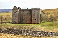 Hermitage Castle, Newcastleton, Roxburghshire, Scottish Borders, Scotland, built in the 14th and 15th centuries, located in the debatable lands betwee...