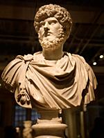 Marble sculpture bust of Co-Emperor Lucius Verus with Marcus Aurelius AD 161-169 Rome at ROM Toronto Canada