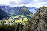 Norway, More og Romsdal, Rauma, Andalsnes, Romsdalseggen Ridge, one of the most famous hike in Norway.