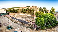 Roman Theater and Alcazaba Citadel in Malaga Spain.