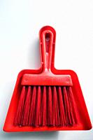 Red Plastic Dustpan and Brush.