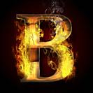 B, fire letter illustration.