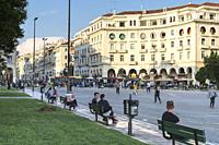 Early evening in Aristotelous Square in the centre of Thessaloniki Macedonia, Northern Greece.