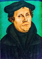 Martin Luther' Portrait 1500s Painting Cranach Elder Martin Luther House Lutherstadt Wittenberg Germany.