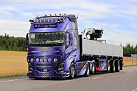 JALASJARVI, FINLAND - AUGUST 12, 2018: Beautifully customized Volvo FH16 750 of H.J.A. Van Dalen on road returning from Power Truck Show 2018. Credit:...