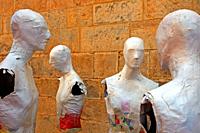 exhibition of busts of mannequins, Temps de Flors 2018, Girona, Catalonia, Spain