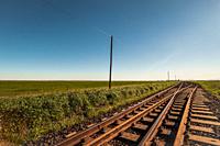 Railway siding used for loading harvested crops in a farming community. Western Cape Province, South Africa.