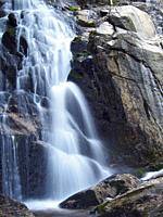 Gualba stream waterfalls at Sesgargantes site, detail. Montseny Natural Park. Barcelona province, Catalonia, Spain.