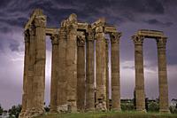 Temple of Olympian Zeus in Athens Greece.