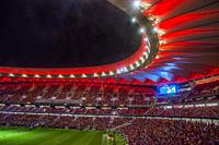Wanda Metropolitano stadium, night view. Madrid, Spain.