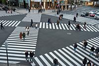 01. 01. 2018, Tokyo, Japan, Asia - A pedestrian crossing in Tokyo's Ginza district.