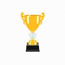 Trophy gold cup flat design on a white background. Award cup. Vector illustration