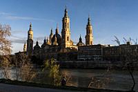 El Pilar Basilica and Ebro River, Zaragoza, Spain