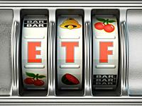 ETF exchange traded fund as jackpot on a slot machine, Successful and profitable investments concept. 3d illustration.