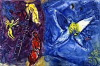 The Jacob's Dream,1960-1966,oil on canvas,a painting by Marc Chagall in the Chagall Museum in Nice,South France.