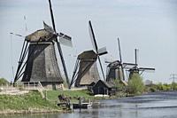 Netherlands, Kinderdijk, 2017, Iconic heritage site with 19 windmills from the 1700s & museum exhibits about water management.