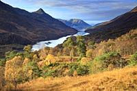 Loch Leven and the Pap of Glencoe in the Scottish Highlands, captured from a high vantage point on the footpath from Grey Mare Falls to Mamore Lodge o...