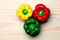 Green Yellow and Red Peppers