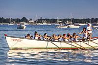 USA, New England, Massachusetts, Cape Ann, Gloucester, Saint Peters Fiesta, Traditional Italian Fishing Community Festival, Seine Boat rowing competit...