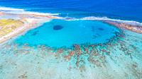 Aerial view natural pool of Francisky Island in the Caribbean Sea Los Roques Archipelago Venezuela.