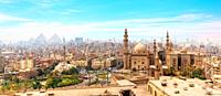 The Mosque-Madrassa of Sultan Hassan in the panorama of Cairo, Egypt.