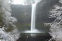 South Falls in winter, Silver Falls State Park, Oregon.