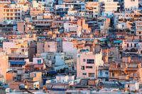 Athens, Greece - February 9, 2019: Residential area of central Athens as seen from Strefi hill.