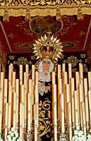 Holy Week. Brotherhood of the Students. "Paso" of the Virgin of the Valley. Huelva. Region of Andalusia. Spain. Europe.