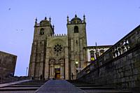 Porto cathedral at night.