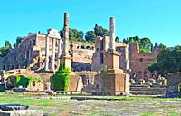 Ruins in Roman Forum, in Rome Italy.