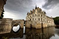 Europe France Chenonceaux : 2019-07 The castle of Chenonceau is a structure spanning the River Cher, near the small village of Chenonceaux in the Indr...