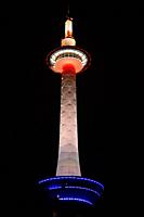 Kyoto tower at night in Japan,Asia.