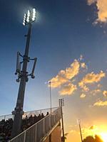 Stadium bleachers at sunset, Crandom Park, Key Biscayne, Florida, USA