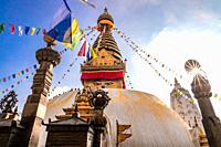 Swayambhunath Stupa or Monkey Temple Buddhist Monastery in Kathmandu, Nepal.