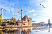 Beautiful Ortakoy Mosque and the Bosporus, Istanbul, Turkey.