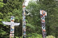 Totem at Stanley Park, Vancouver, America.