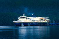The M/V Kennicott docked at the Sitka Terminal. Sitka, Alaska, USA. The Alaska Marine Highway System operates along the south-central coast of the sta...