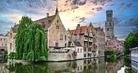 Dijver Street, surely one of the most beautiful views of Bruges, Belgium.