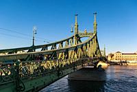 Chain Bridge over the Danube River in Budapest, Hungary.