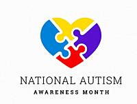 National Autism Awareness Month. Vector illustration with jigsaw puzzle heart on white.