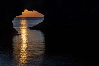 detail of the Arco dell´Elefante at sunrise. Pantelleria, Italy.