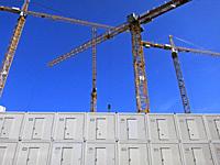 Construction cranes, Hamburg, Germany, Europe, No Property Release