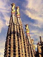 Towers of La Sagrada Familia Basilica. Barcelona. Spain.