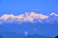 India, West Bengal, Darjeeling, view to the Himalayas, the Kangchenjunga 8586m.