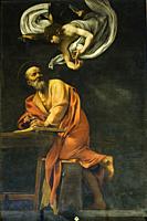 The inspiration of Saint Matthew (or Saint Matthew and the angel), Capilla Contarelli, paintings made by the baroque master Caravaggio, San Luigi dei ...