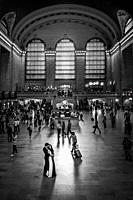 Couple posing for a wedding photo at Central Station in New York.